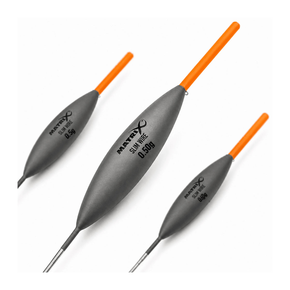 Matrix Slim Wire Pole Float 0,50g dobbers in oorspronkelijke drie-dobbercompositie met leesbaar draagvermogen centraal