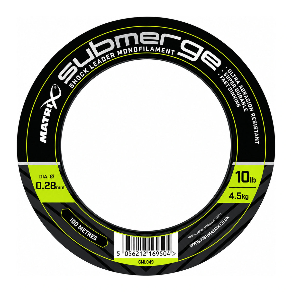 Matrix Submerge Shockleader 0.28mm – ronde spoelverpakking met 100 meter lijn
