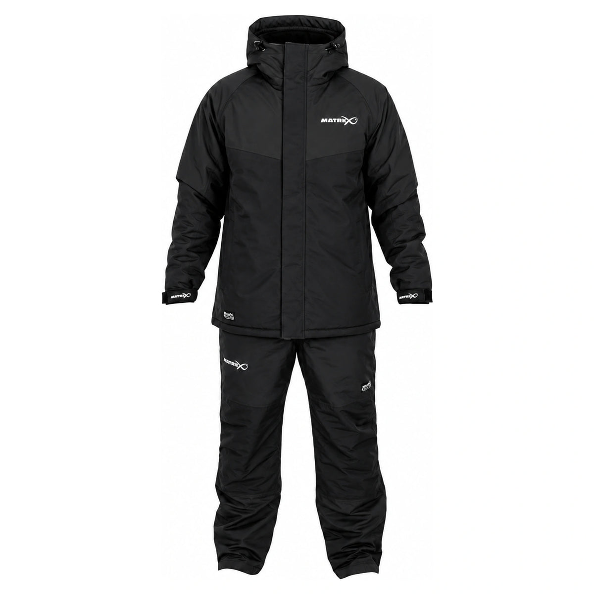 Matrix Therma-Foil Winter Suit met zwart jack en bijpassende broek, van voren