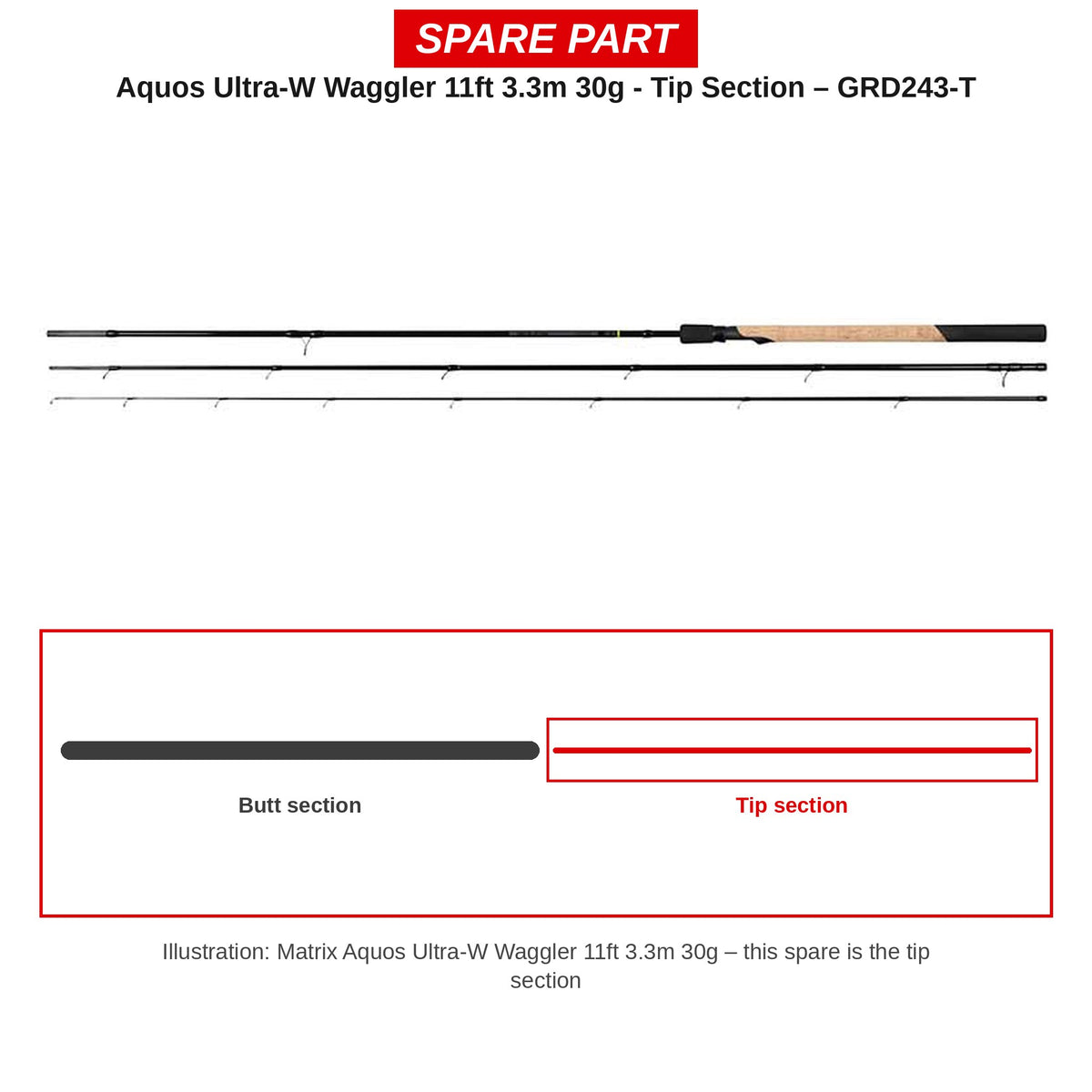 Matrix Topdeel Aquos Ultra-W Waggler 11ft – GRD243-T