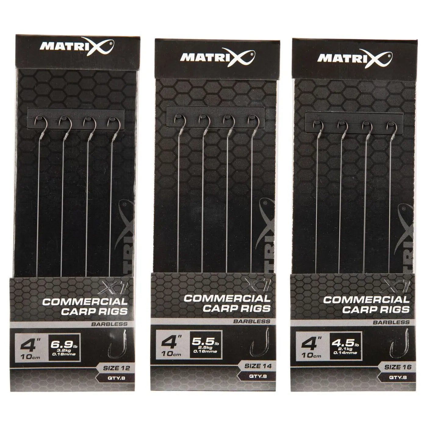 Matrix X1 Commercial Carp 10cm Rigs 10 cm Onderlijnen zonder Weerhaak (8 stuks) GRR095/GRR096/GRR097 – productfoto 1