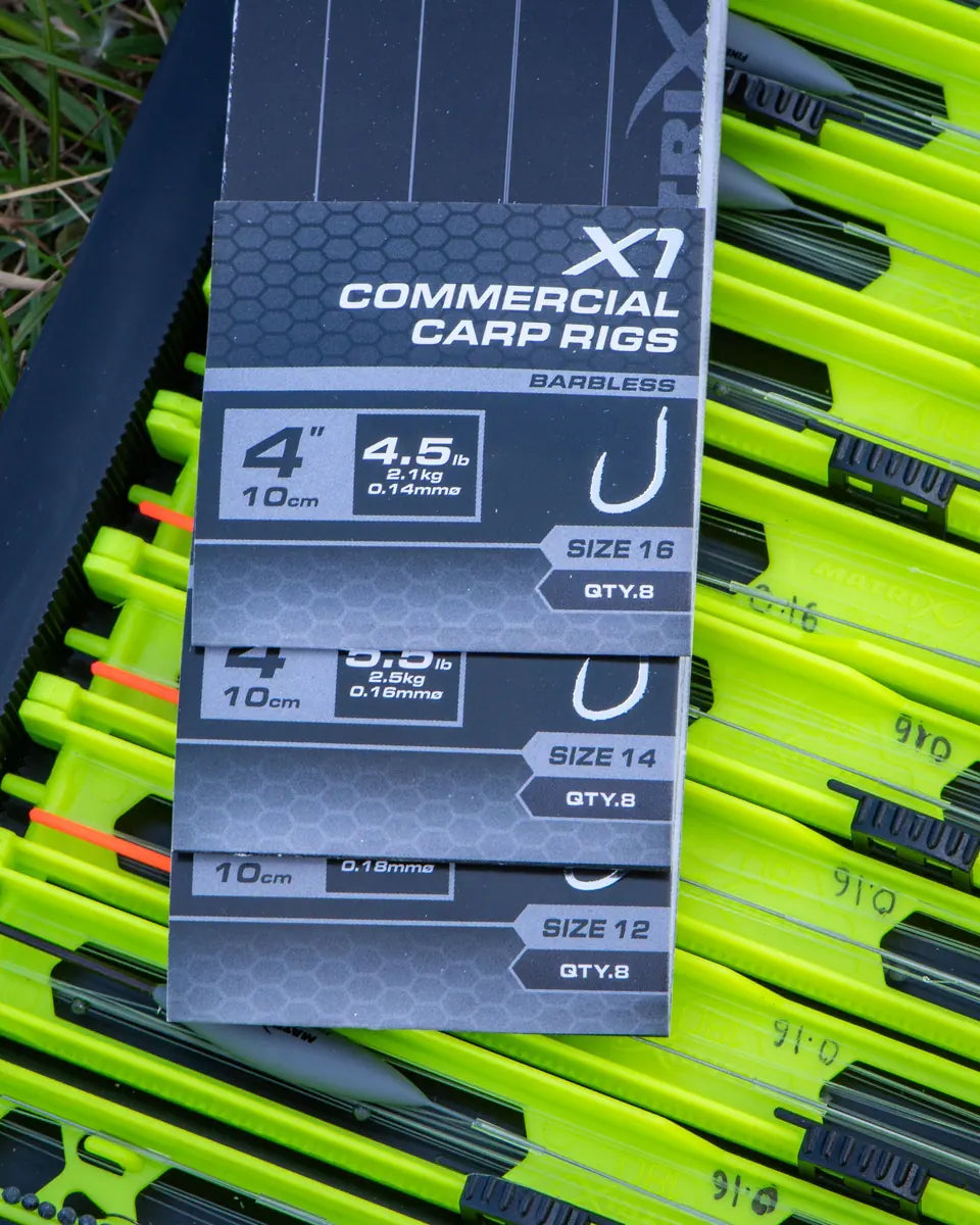 Matrix X1 Commercial Carp 10cm Rigs 10 cm Onderlijnen zonder Weerhaak (8 stuks) GRR095/GRR096/GRR097 – productfoto 5