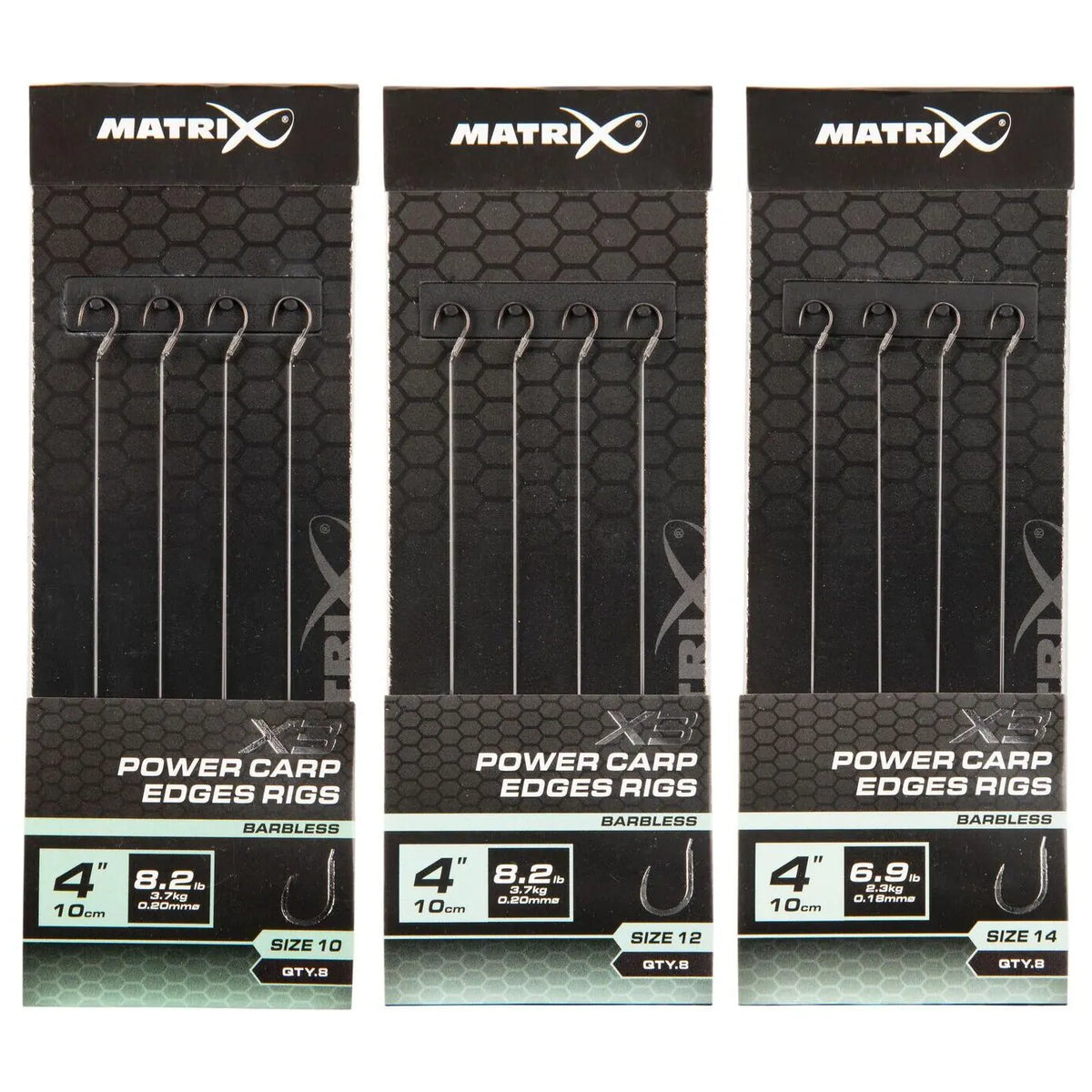 Matrix X3 Power Carp Edge 10cm Rigs 10 cm Onderlijnen zonder Weerhaak (8 stuks) GRR101/GRR102/GRR103 – productfoto 1