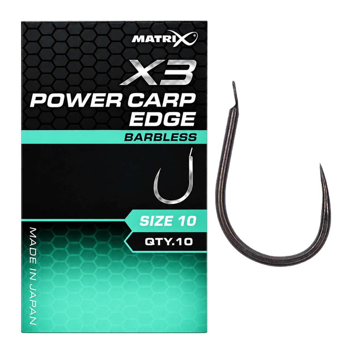 Matrix X3 Power Carp Edge Barbless haakmaat 10 zonder weerhaak met verpakking