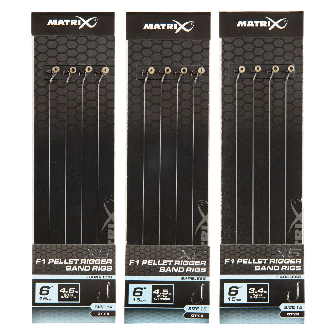 Matrix X5 F1 Pellet Rigger 15cm Band Rigs 15 cm Onderlijnen met Bait Band (8 stuks) GRR110/GRR111/GRR112 – productfoto 1