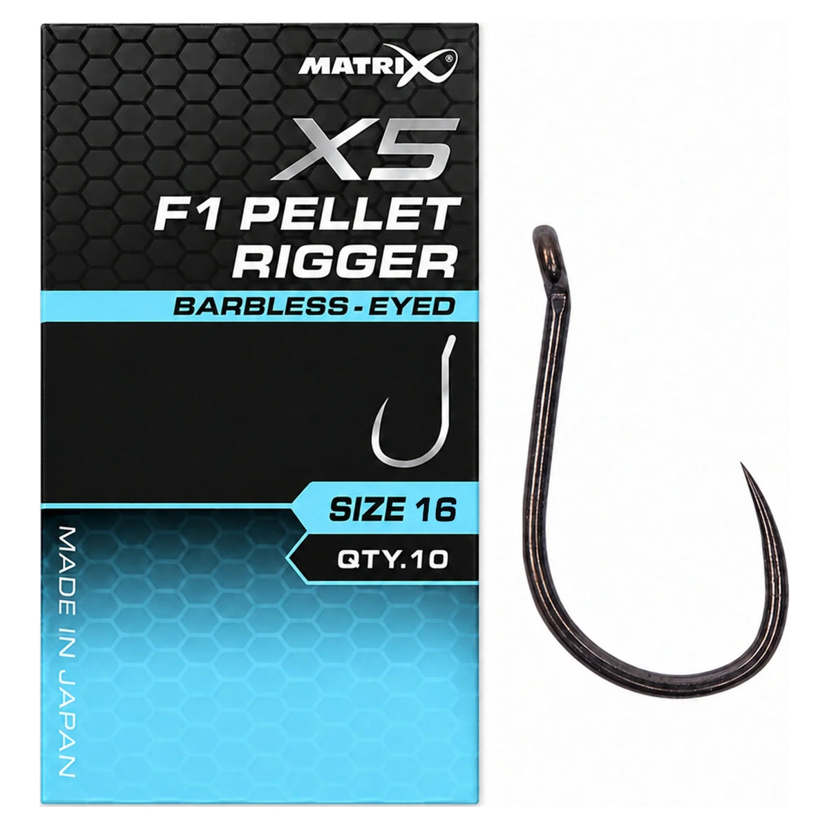 Matrix X5 F1 Pellet Rigger Barbless Eyed – weerhaakloze haak met oog, maat 16