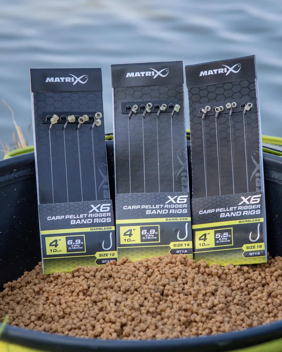 Matrix X6 Carp Pellet Rigger 10cm Band Rigs 10 cm Onderlijnen met Bait Band (8 stuks) GRR113/GRR114/GRR115 – productfoto 2