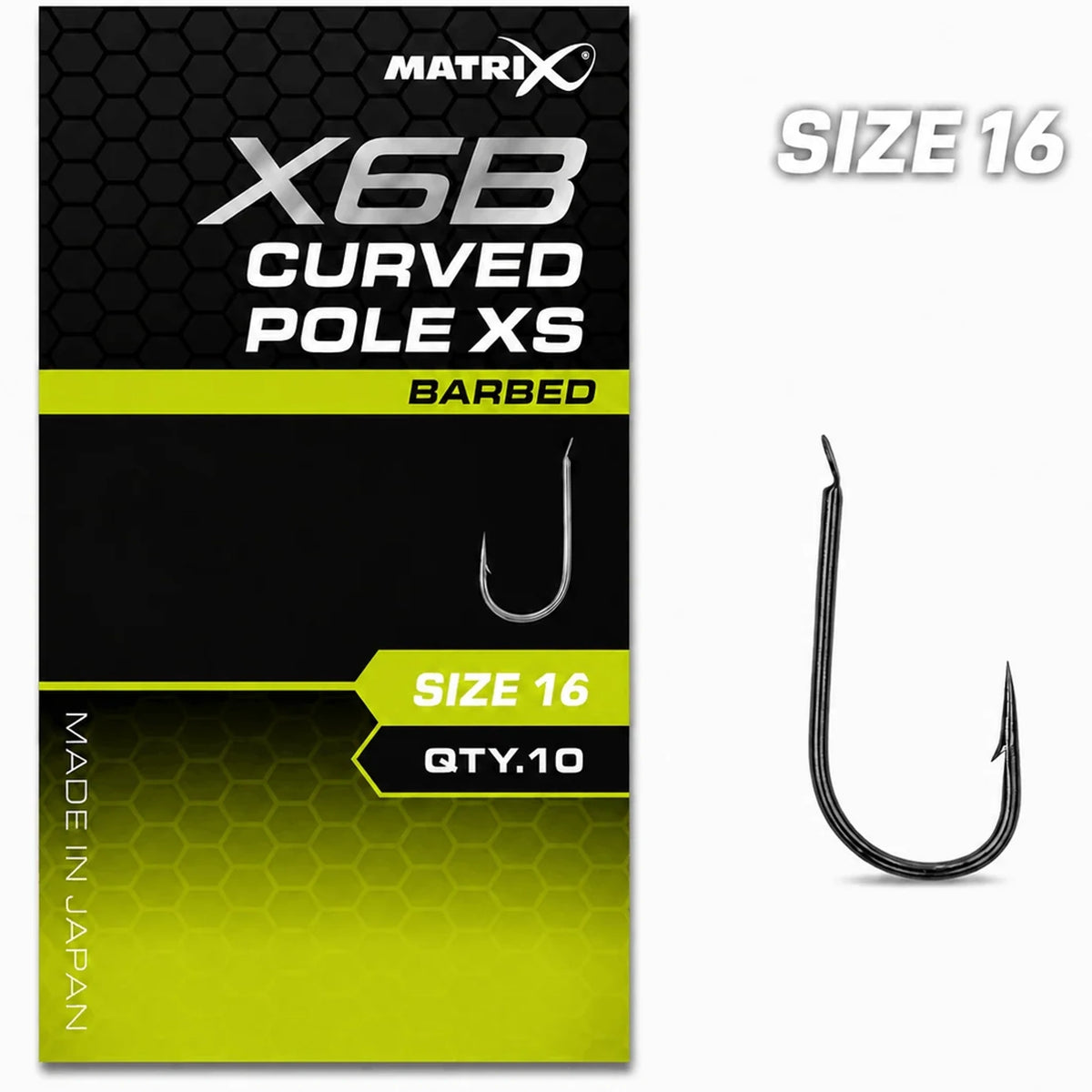Matrix X6B Curved Pole XS Barbed haakmaat 16, steel naar verpakking