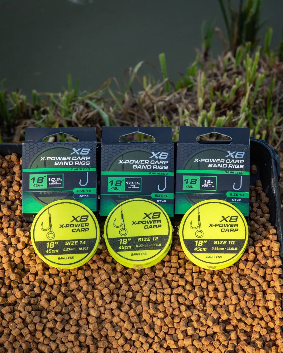 Matrix X8 X-Power Carp 45cm Band Rigs 45 cm Onderlijnen met Bait Band (8 stuks) GRR128/GRR129/GRR130 – productfoto 2