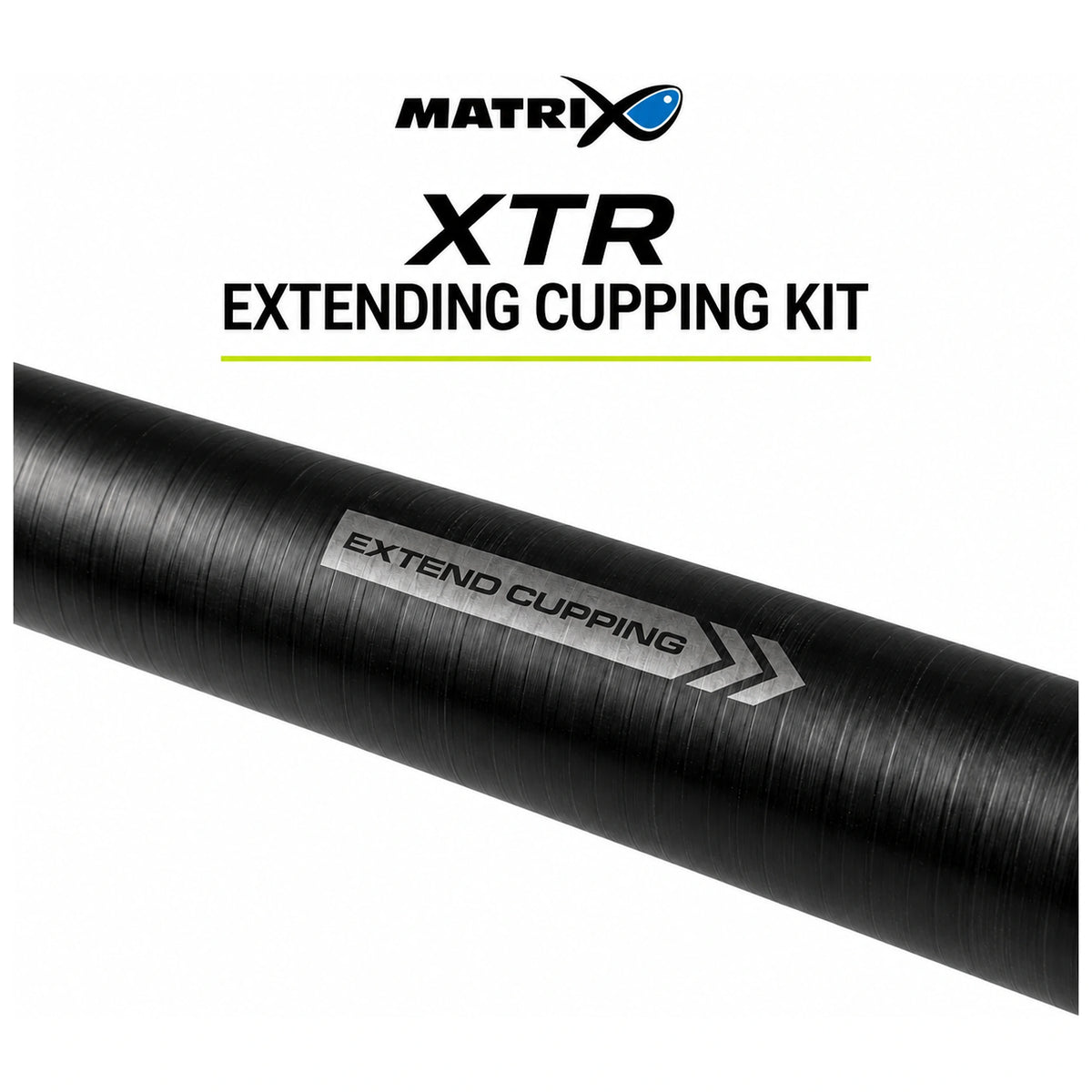 Matrix XTR Extending Cupping Kit met diagonaal zwart carbon deel en zilverkleurige EXTEND CUPPING-opdruk