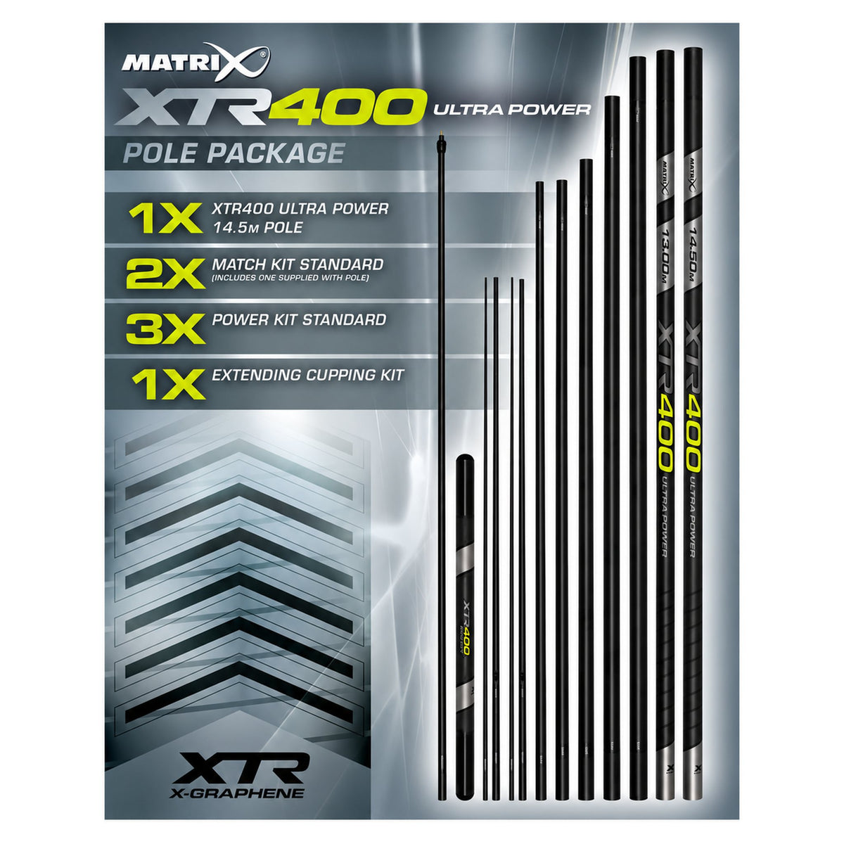 Matrix XTR400 Ultra Power Pole Package 14,5 m GPO296 – pakketposter met twee matchkits, drie powerkits en cuppingkit
