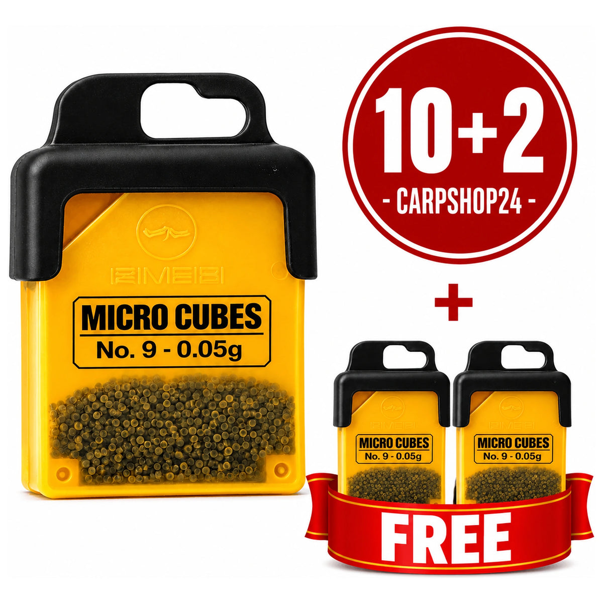 Micro Cubes-doosjes No. 9 – 0.05g met rode 10+2-badge en FREE-lint voor twee gratis doosjes