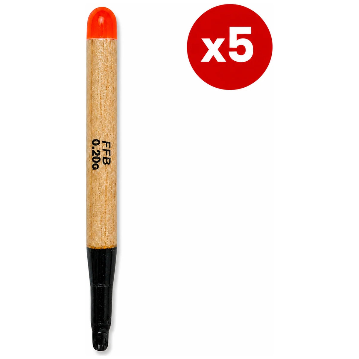 Beige FFB-dobber met oranje top, zwarte onderkant, 0.20G-opdruk en x5-aanduiding op witte achtergrond.
