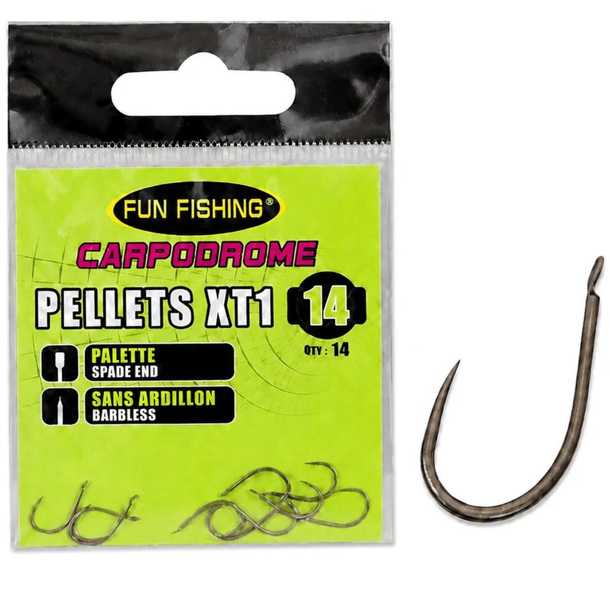 Fun Fishing Pellets XT1 Barbless – haak met bled zonder weerhaak, maat 14