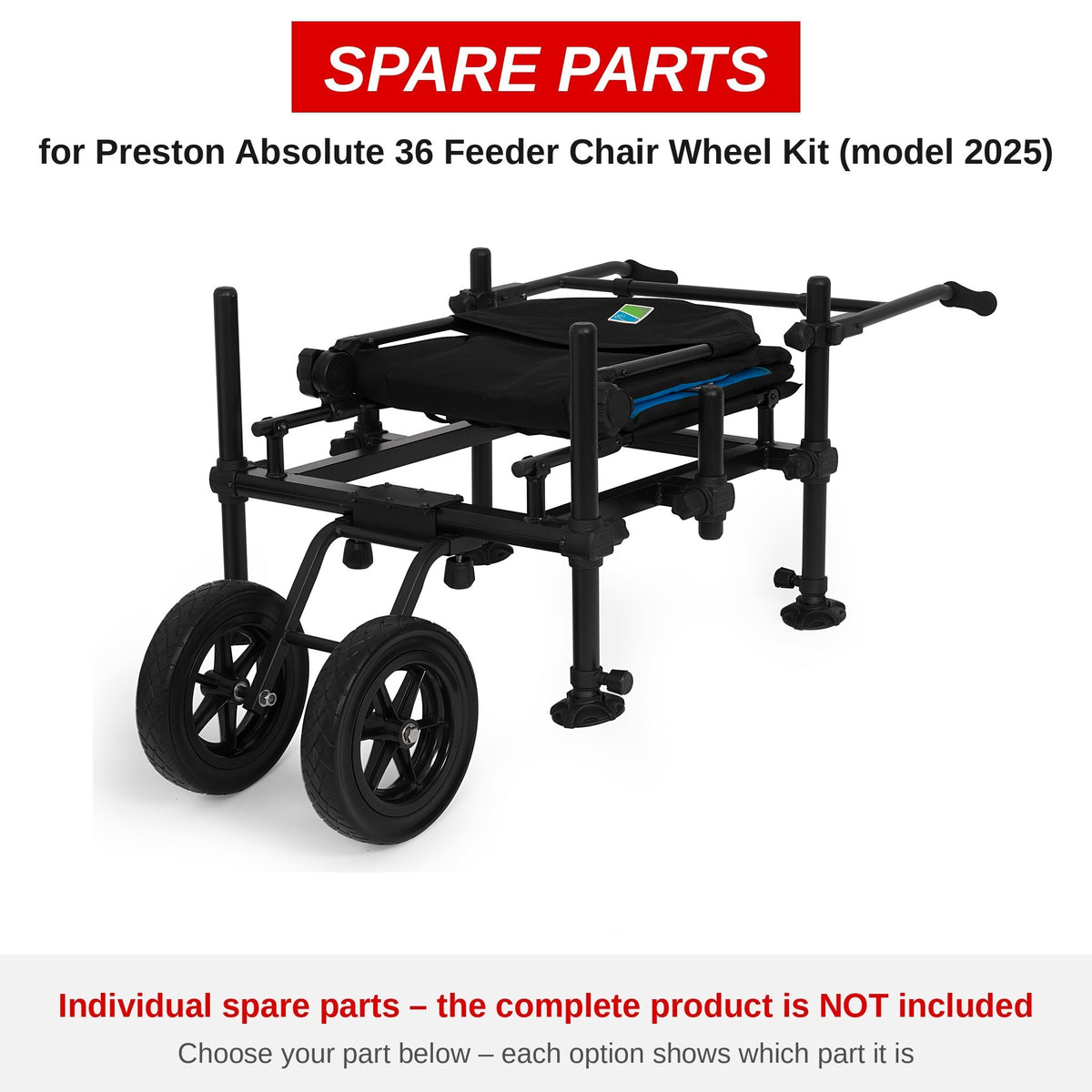 Preston Absolute 36 Feeder Chair Wheel Kit – onderdelen (P1150004)