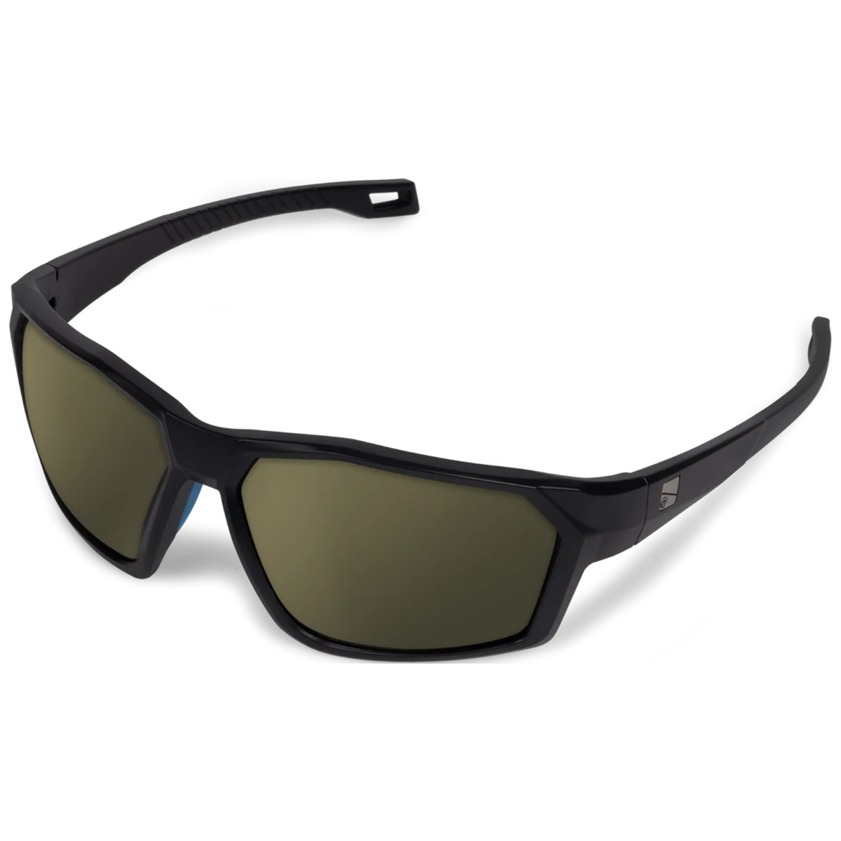 Preston Absolute Wrap Sunglasses Amber Brown – driekwartaanzicht van zonnebril met omsluitend zwart montuur
