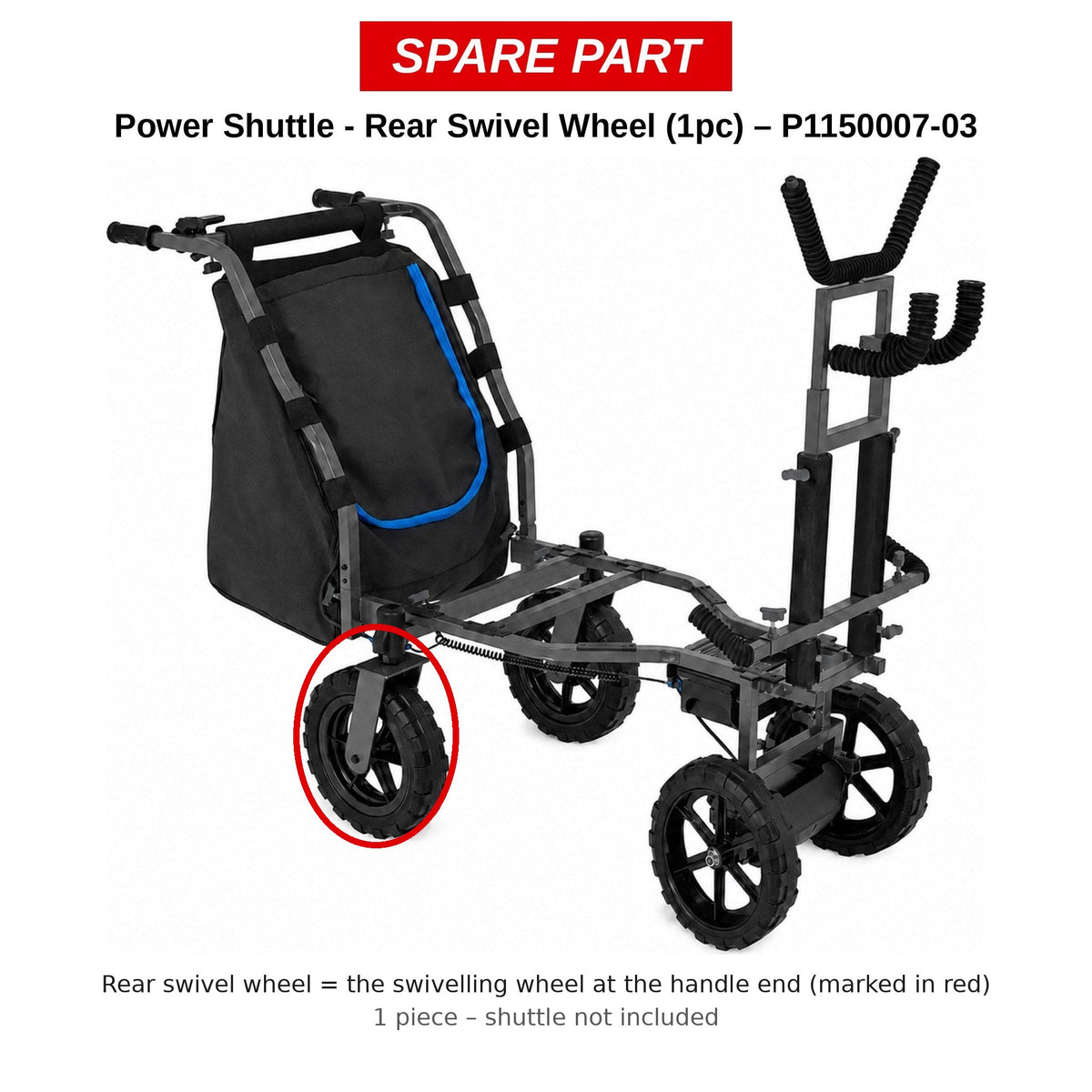 Preston Achterste zwenkwiel (1 stuk) voor Power Shuttle – P1150007-03