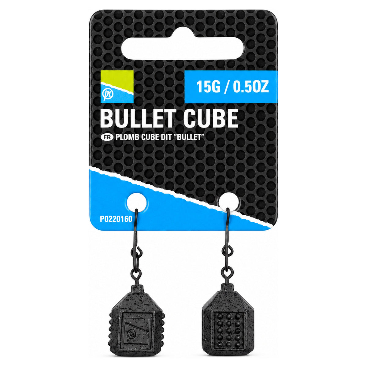 Preston Bullet Cube Leads 15 g – verpakking met twee feederloden, voor- en achterzijde