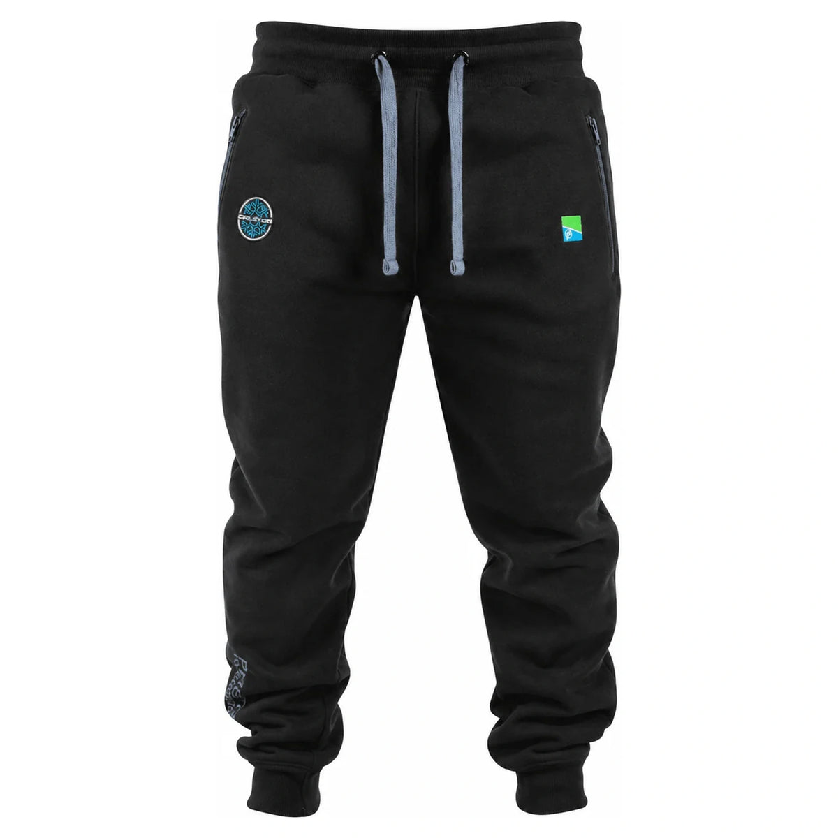 Zwarte Preston Celcius joggingbroek met grijze trekkoorden en blauwe merkdetails