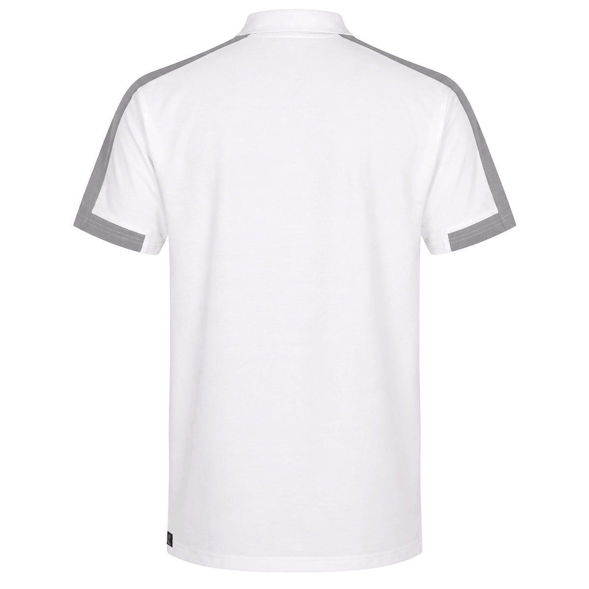 Preston Core Collection Polo White – volledige achterzijde met grijze schouderstroken, mouwboorden en klein zoomlabel