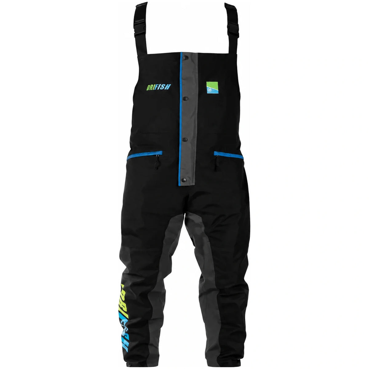 Preston DriFish Bib & Brace regenbroek met bretels, vooraanzicht.