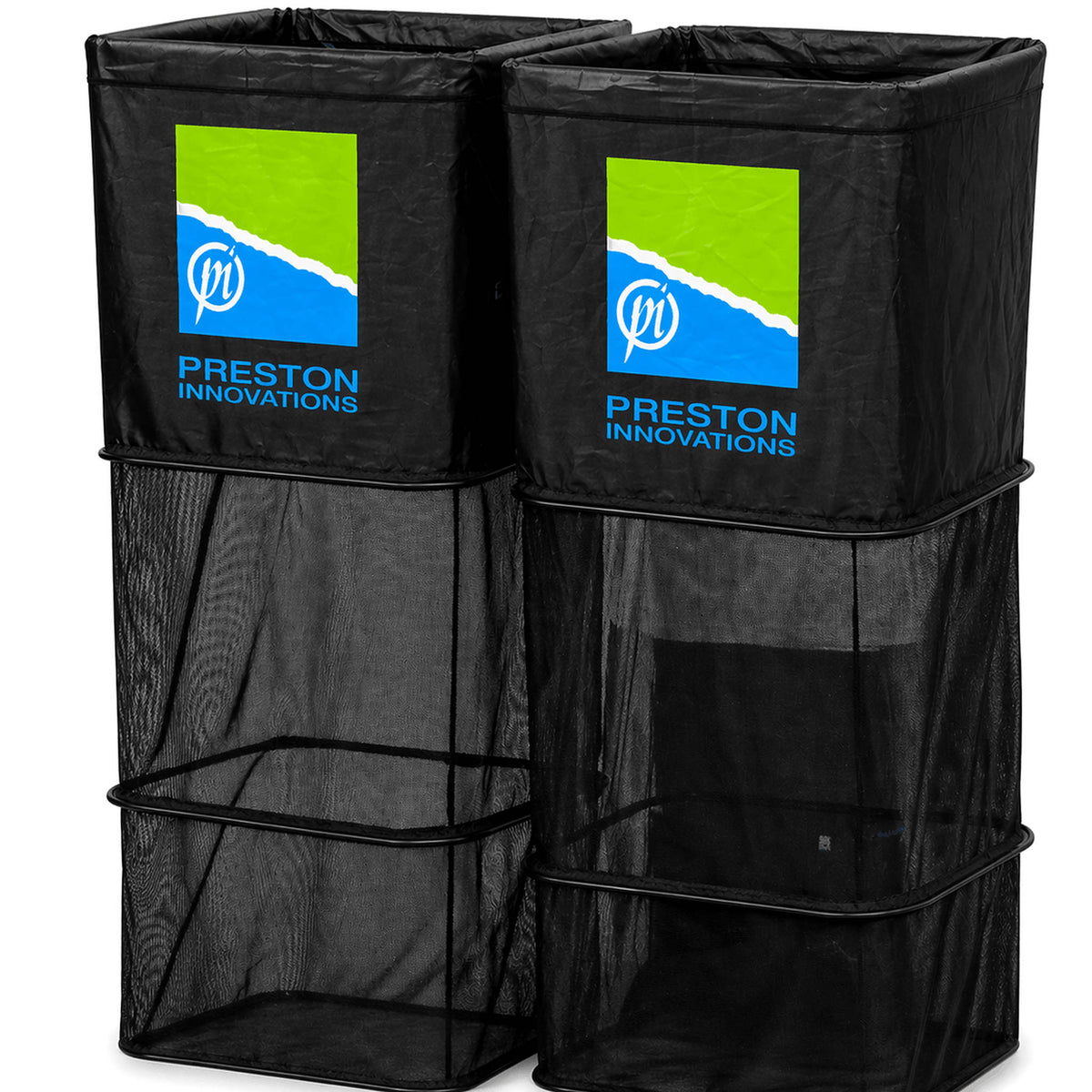 Preston Dura Keepnets leefnetten – twee netten naast elkaar met logo en verstevigingsringen