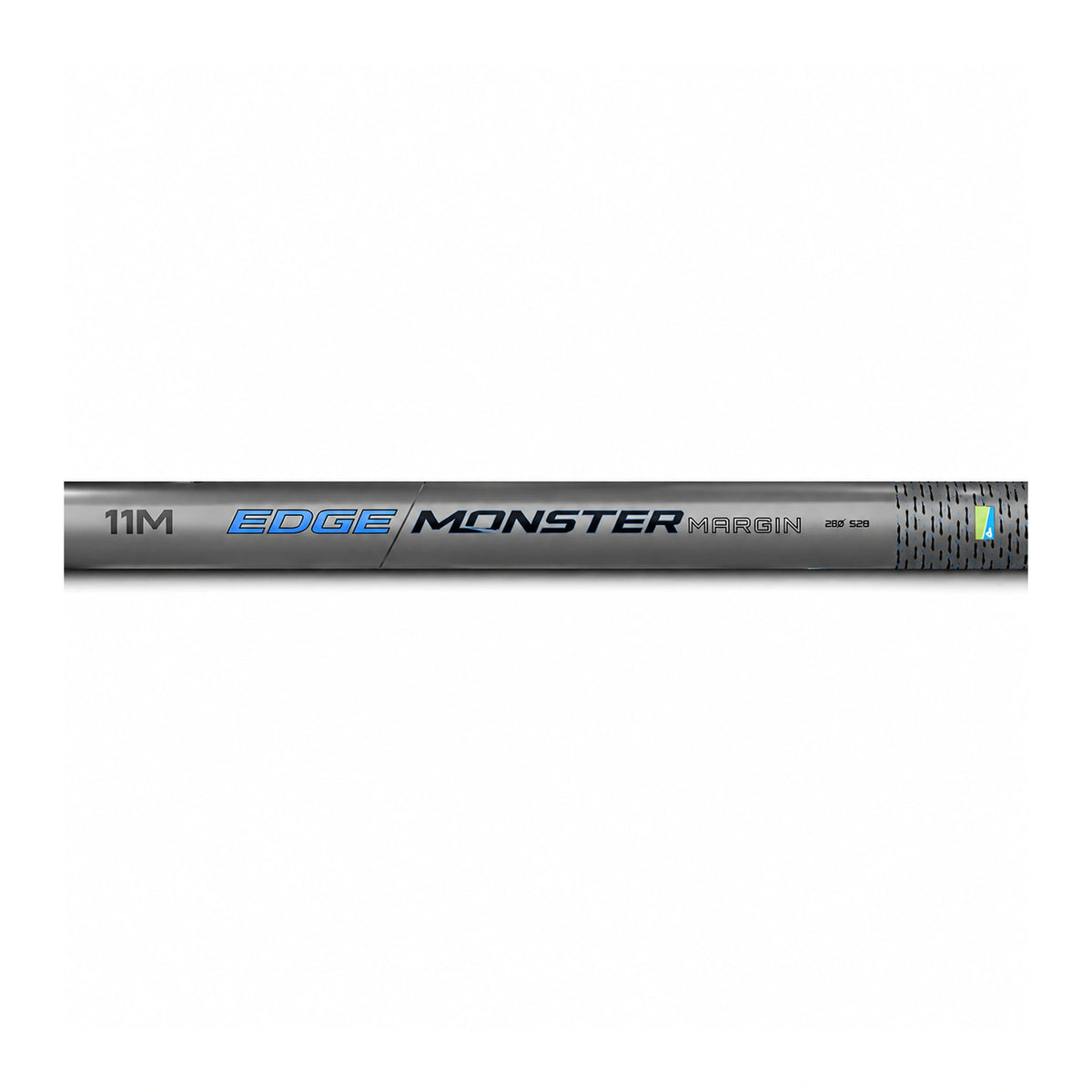Preston Edge Monster Margin 11m – horizontaal detail van de kanthengel met modelopdruk op witte achtergrond