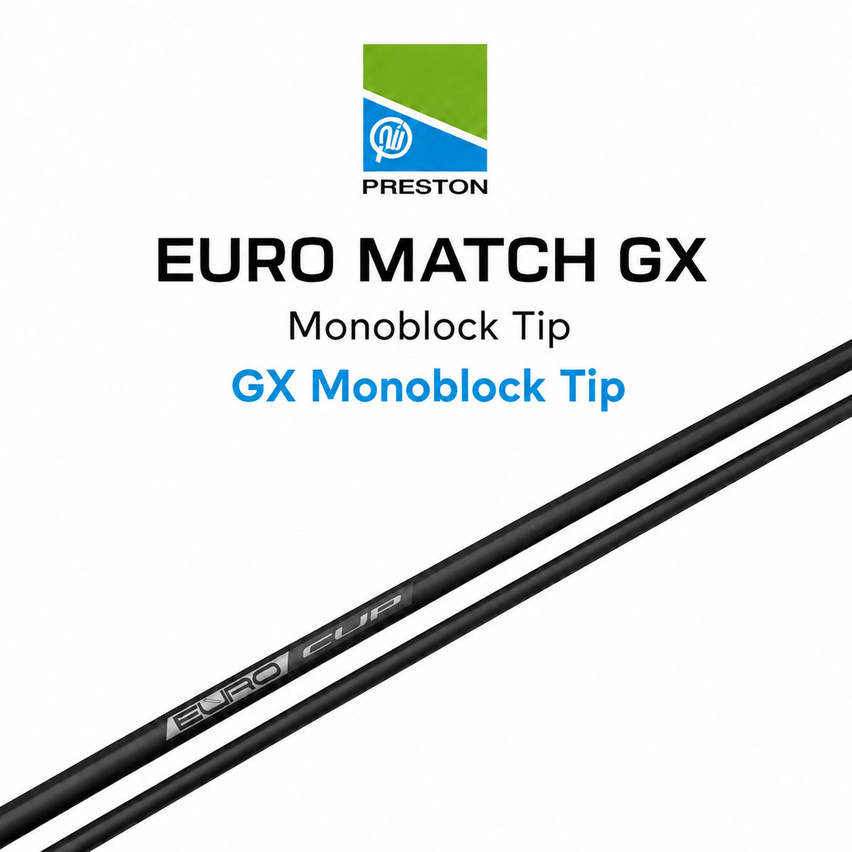 Preston Euro Match GX Monoblock Tip – variantcover met gecentreerd logo op witte achtergrond