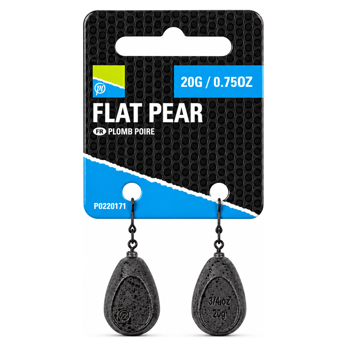 Preston Flat Pear – verpakking P0220171 met twee peerloodjes van 20 gram, logo en gewichtsopdruk zichtbaar