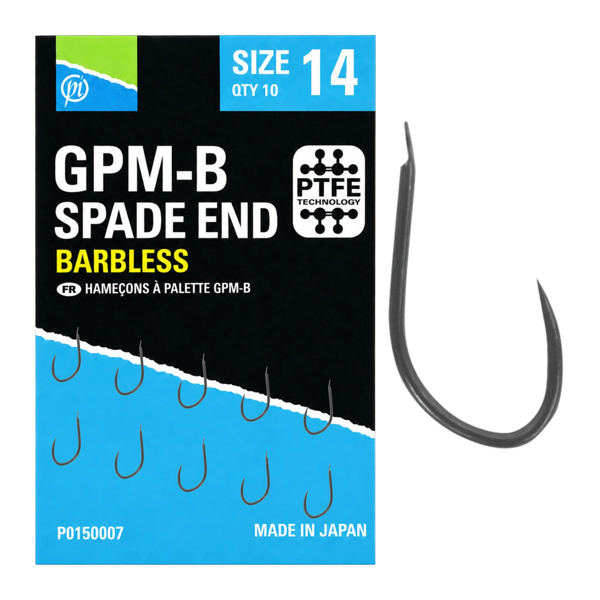 Preston GPM-B Spade End Barbless maat 14 – haak zonder weerhaak