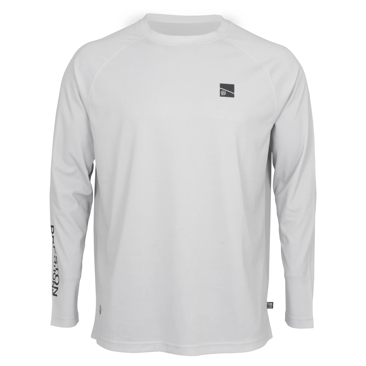 Preston Grey Performance Sun Shirt UPF-40 – voorkant met origineel borstlogo en Preston-mouwopdruk