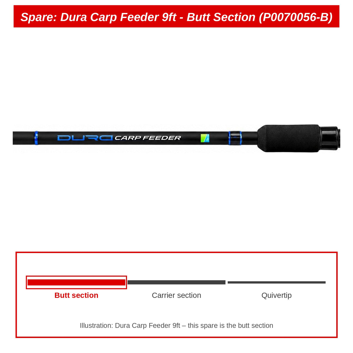 Preston Handdeel voor Dura Carp 9ft feederhengel – P0070056-B