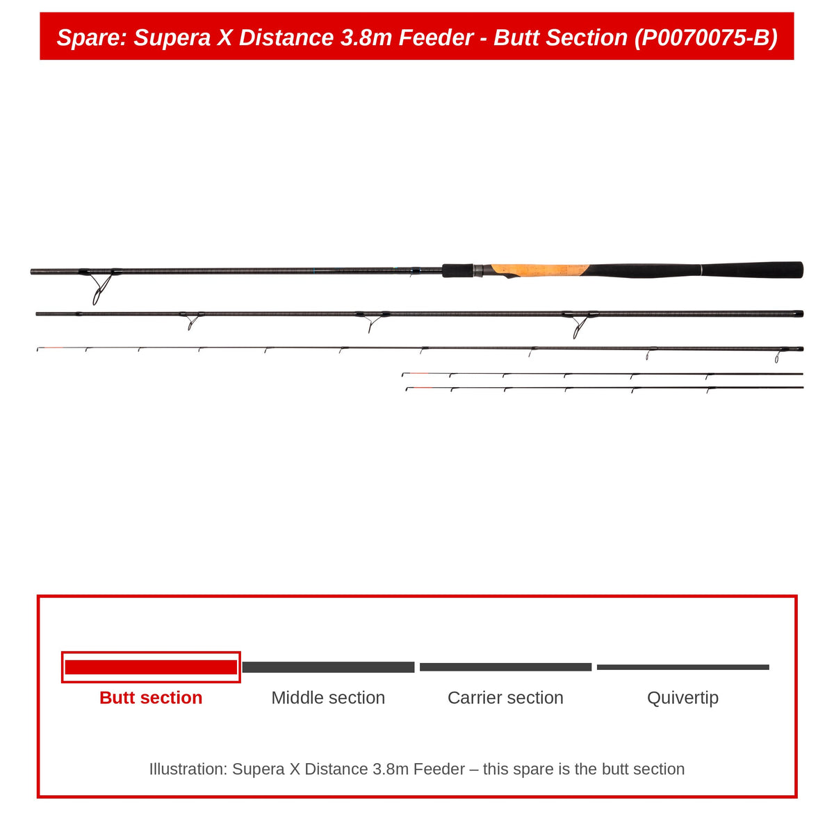 Preston Handdeel voor Supera X Distance 3.8m feederhengel – P0070075-B