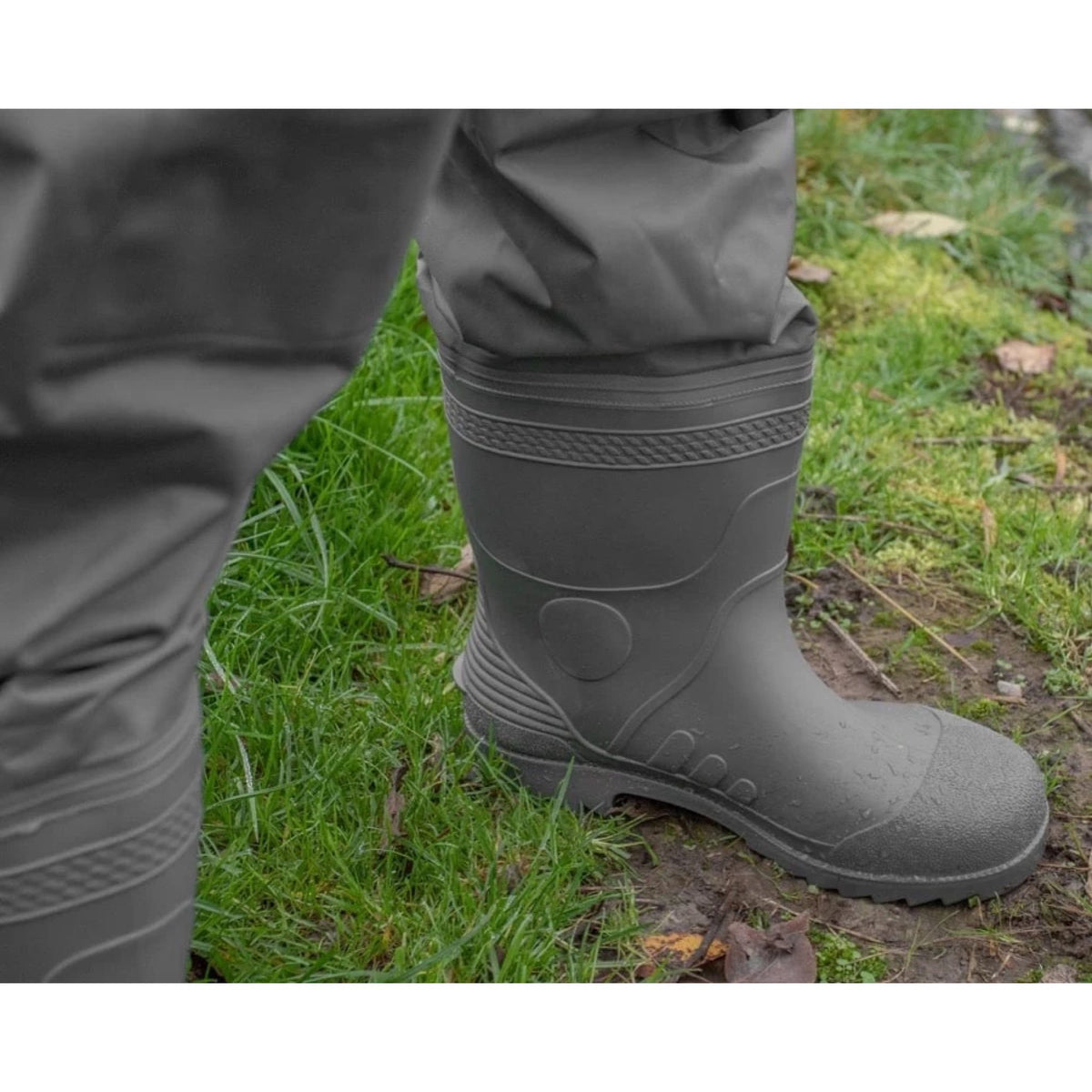 Preston Heavy Duty Chest Waders – detail van de geïntegreerde laars