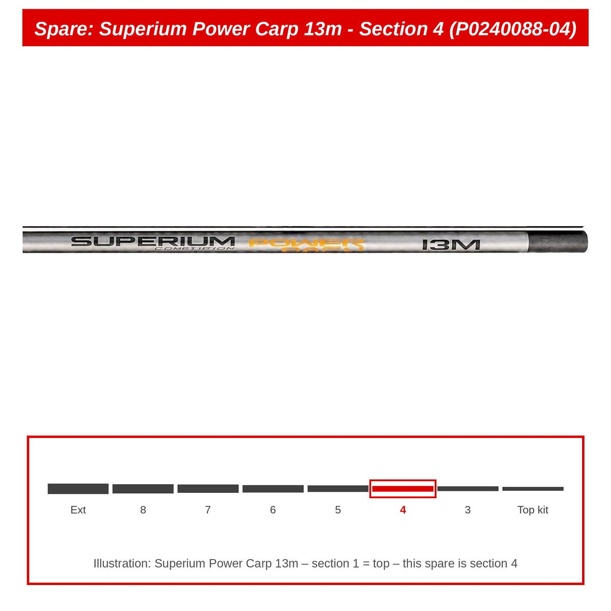 Preston Hengeldeel 4 voor Superium Power Carp 13m vaste hengel – P0240088-04