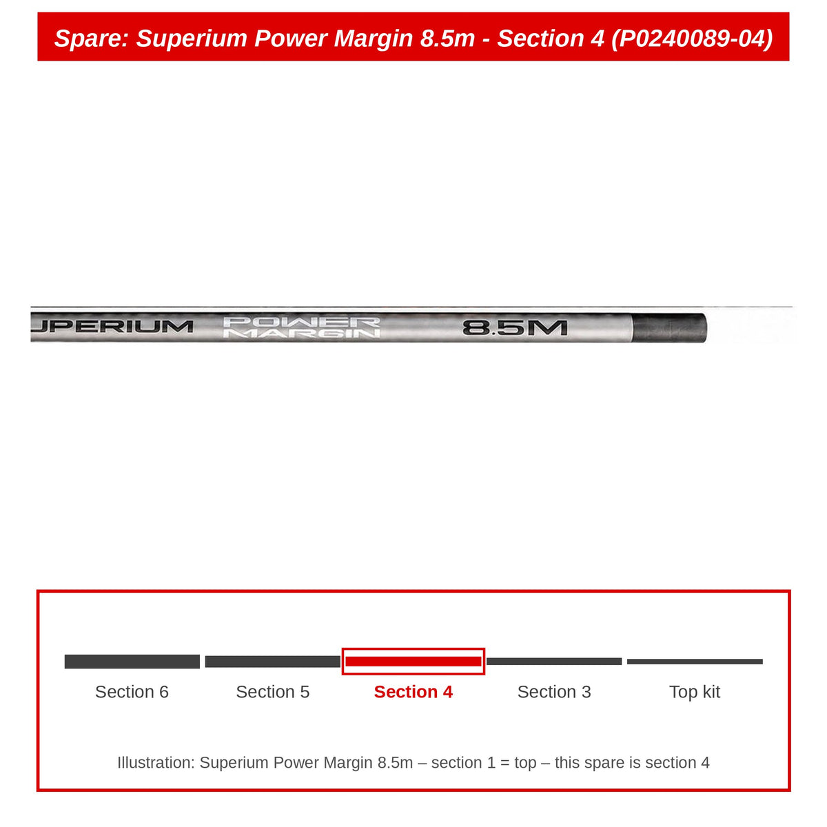 Preston Hengeldeel 4 voor Superium Power Margin 8.5m vaste hengel – P0240089-04