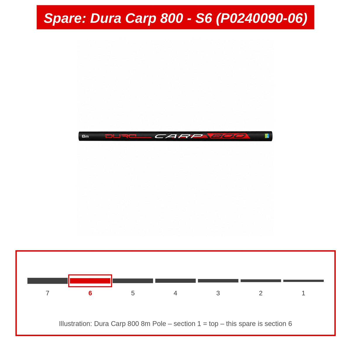 Preston Hengeldeel 6 voor Dura Carp 800 8m vaste hengel – P0240090-06