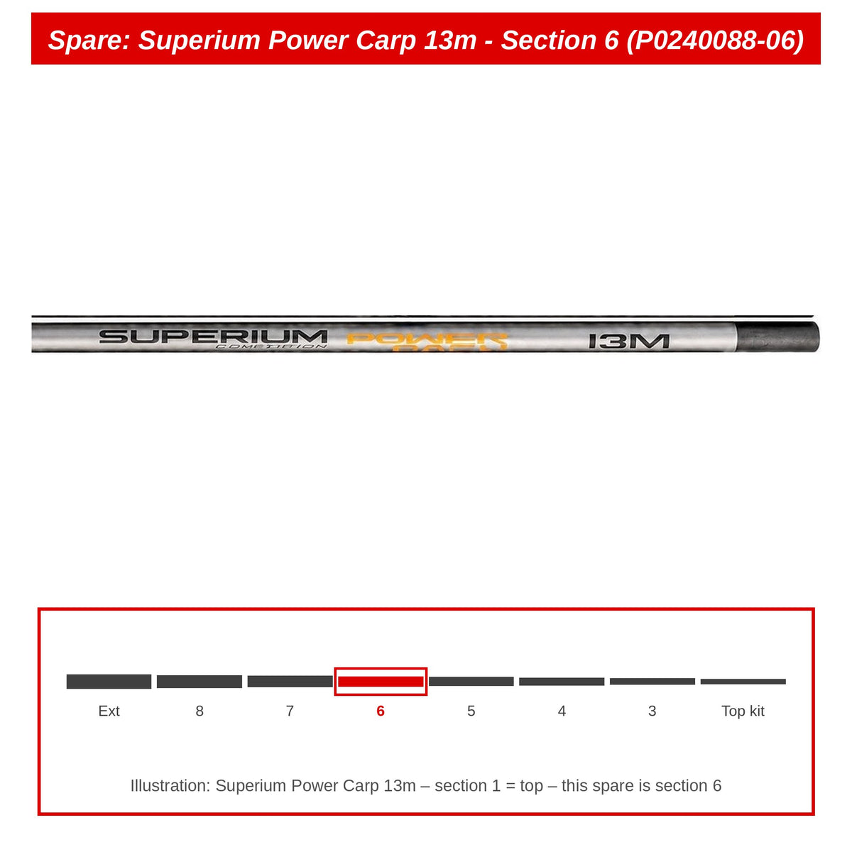 Preston Hengeldeel 6 voor Superium Power Carp 13m vaste hengel – P0240088-06