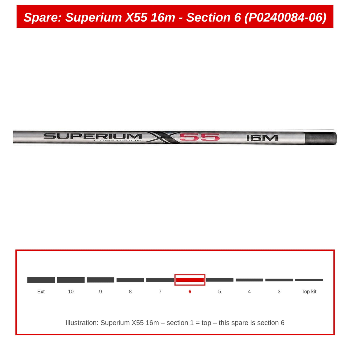 Preston Hengeldeel 6 voor Superium X55 16m vaste hengel – P0240084-06