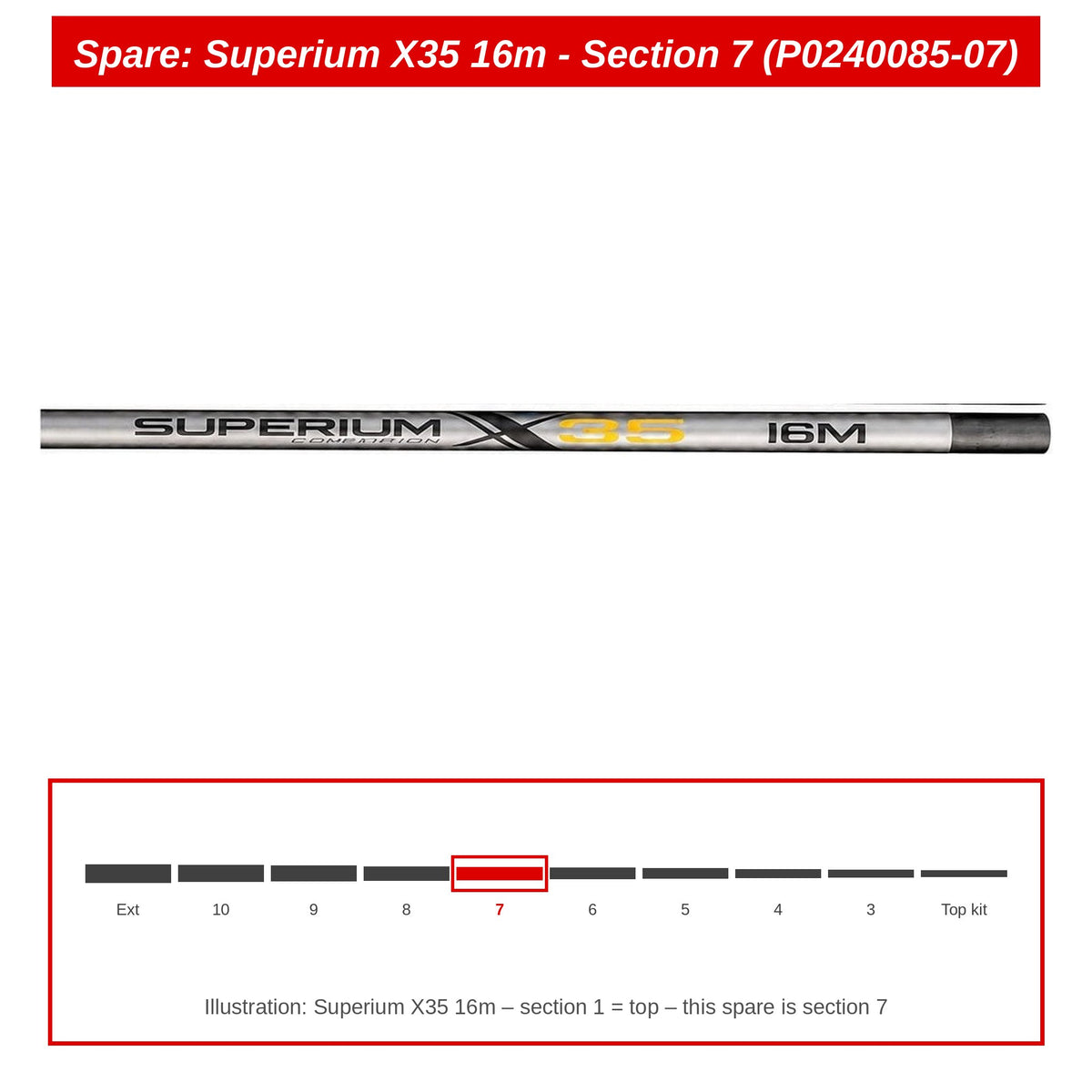 Preston Hengeldeel 7 voor Superium X35 16m vaste hengel – P0240085-07