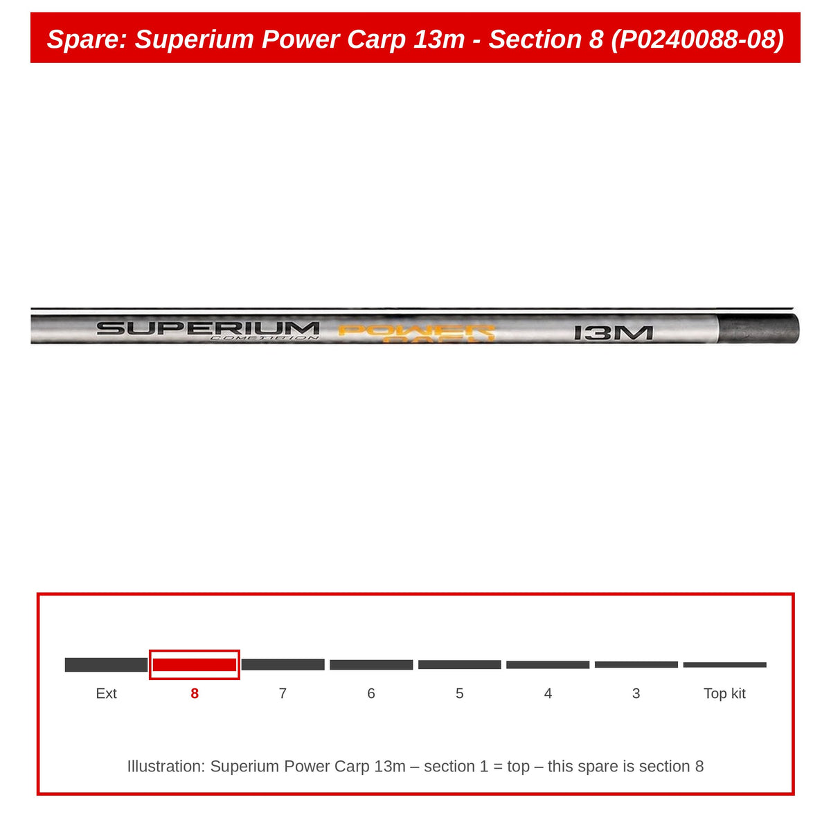Preston Hengeldeel 8 voor Superium Power Carp 13m vaste hengel – P0240088-08