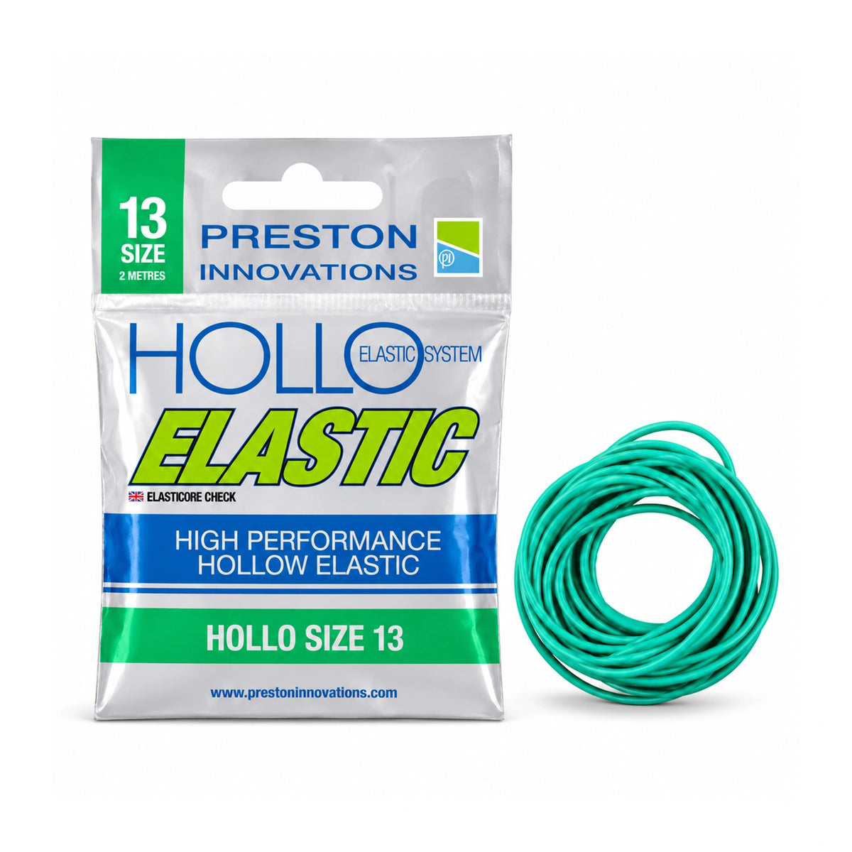 Preston Hollo Elastic maat 13 groen hol elastiek twee meter