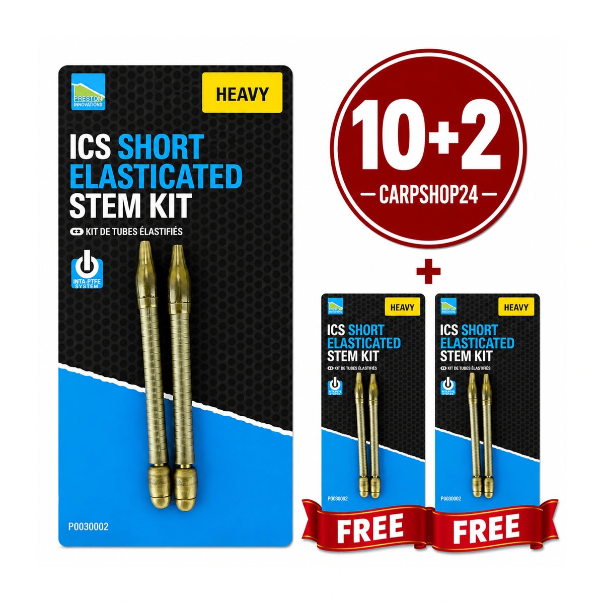Preston ICS Short Elasticated Stem Kit – Heavy,2stems met10+2-actie