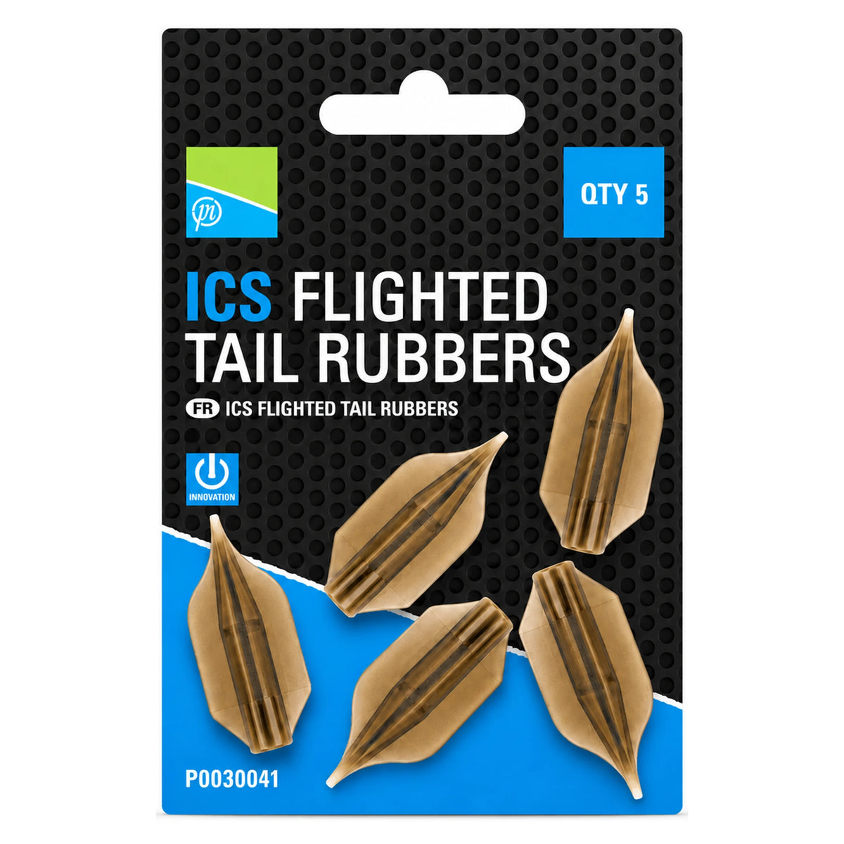 Preston ICS Flighted Tail Rubbers P0030041 verpakking met vijf eindrubbers