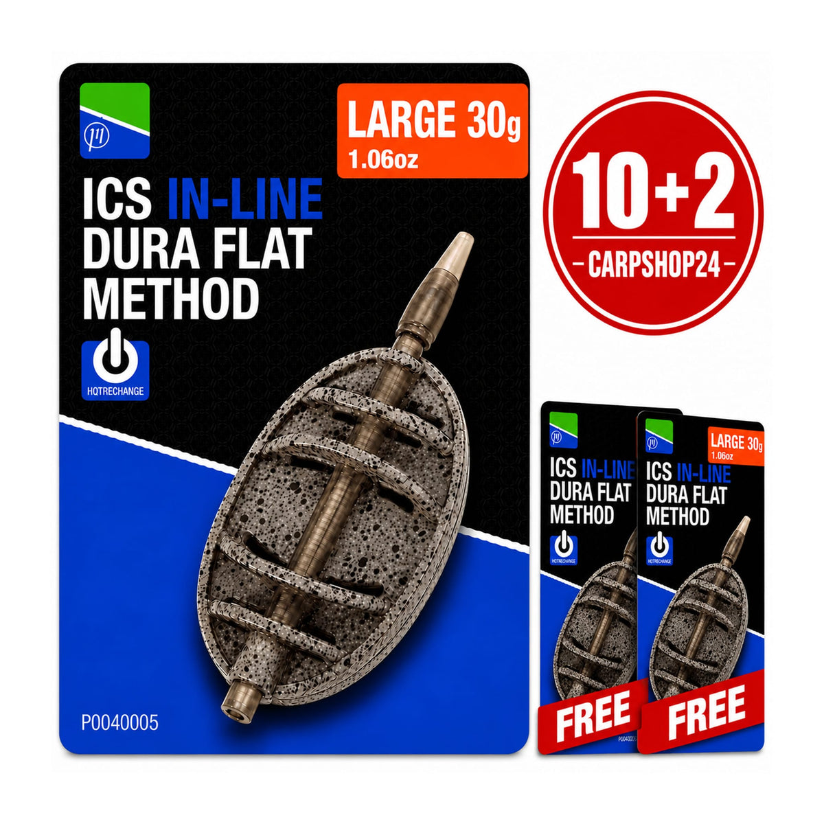Preston ICS In-Line Dura Flat Method – Large30g met10+2-actie