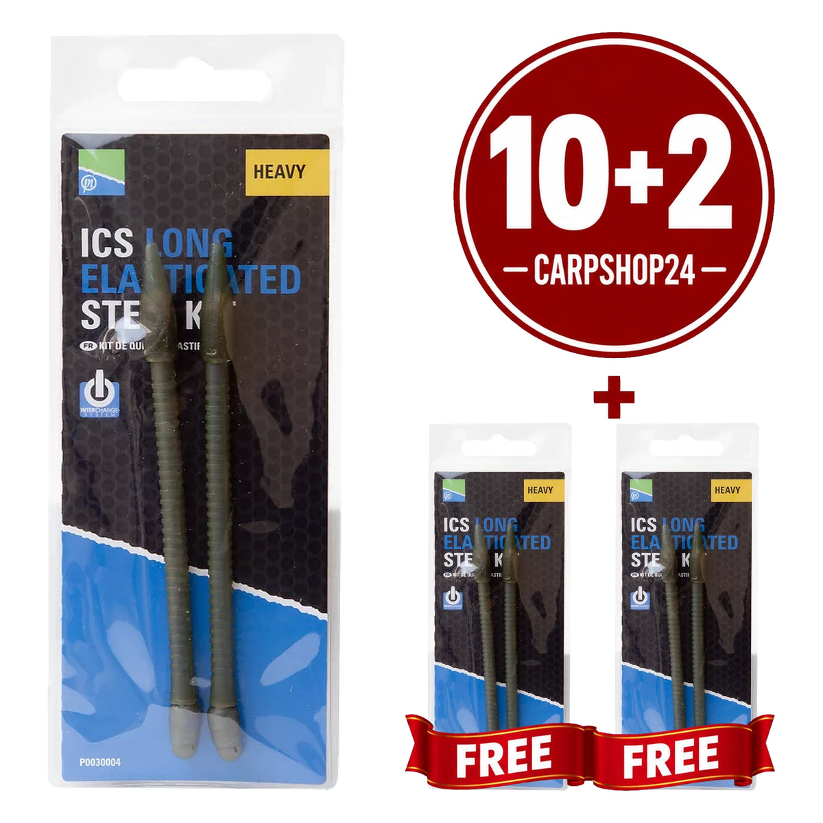 Preston ICS Long Elasticated Stem Kit Heavy, 10+2 pakketdeal met twee gratis verpakkingen