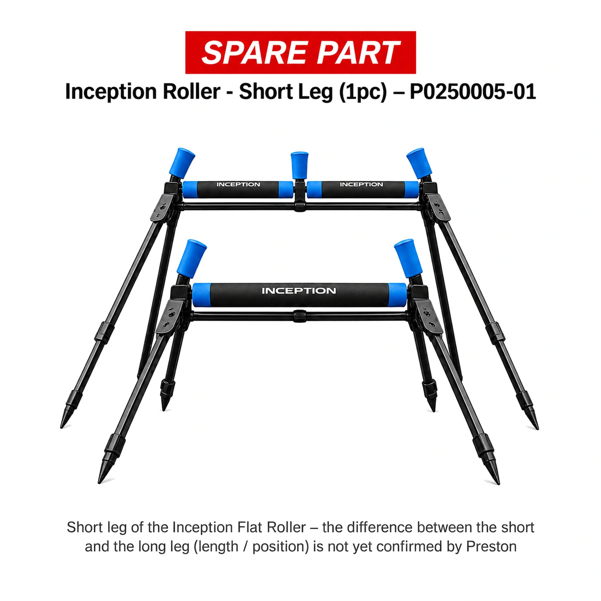 Preston Inception afsteekrollers als referentie voor korte reservepoot P0250005-01; exacte pootpositie onbevestigd