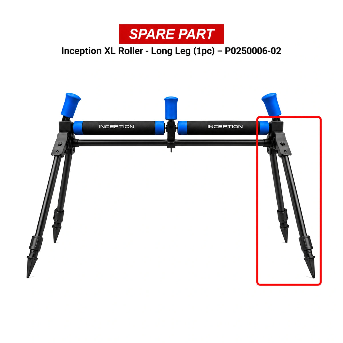 Preston Inception XL afsteekroller met rode markering bij de lange reservepoot P0250006-02