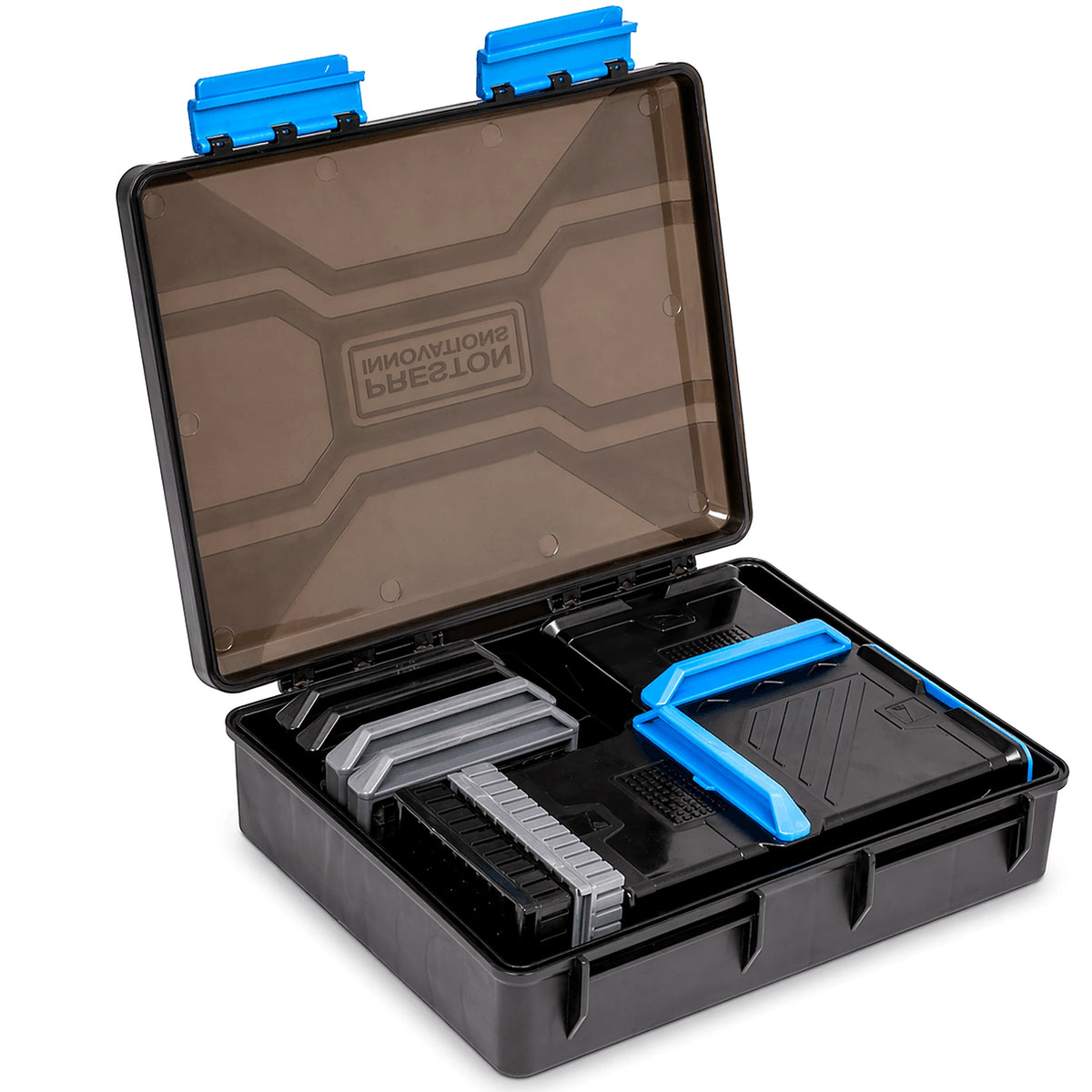 Preston Meat Cutter Set met alle snijonderdelen opgeborgen in de open opbergdoos