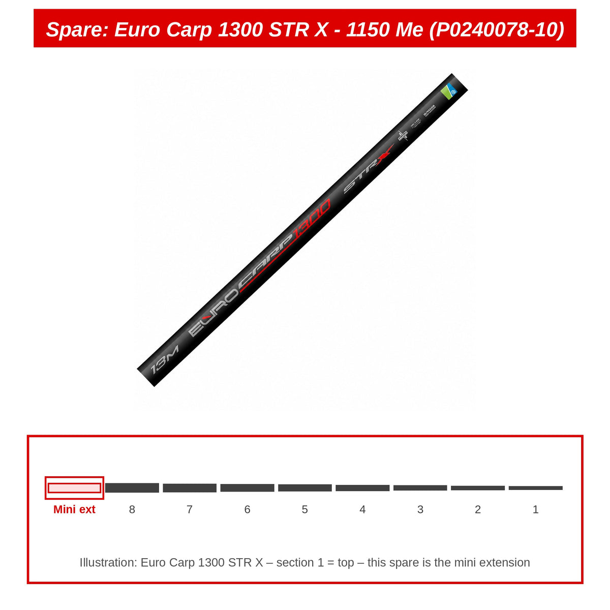Preston Mini-verlengdeel 1150 voor Euro Carp 1300 STR X vaste hengel – P0240078-10